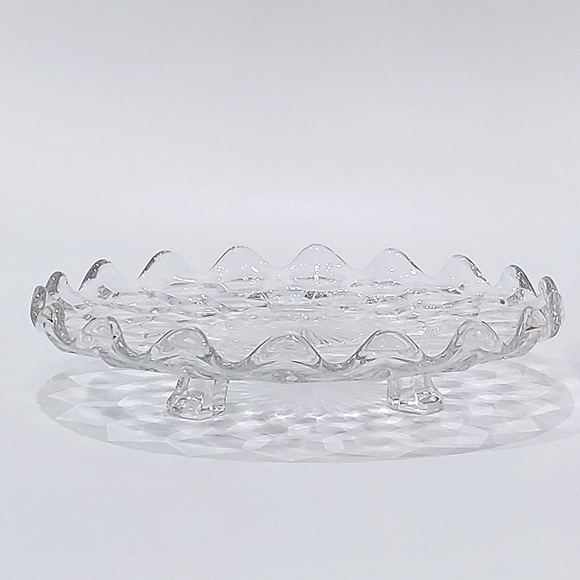 Fostoria American 3 Toed Tidbit 7 1/4" Sparkling Cubist Server - Picture 3 of 15